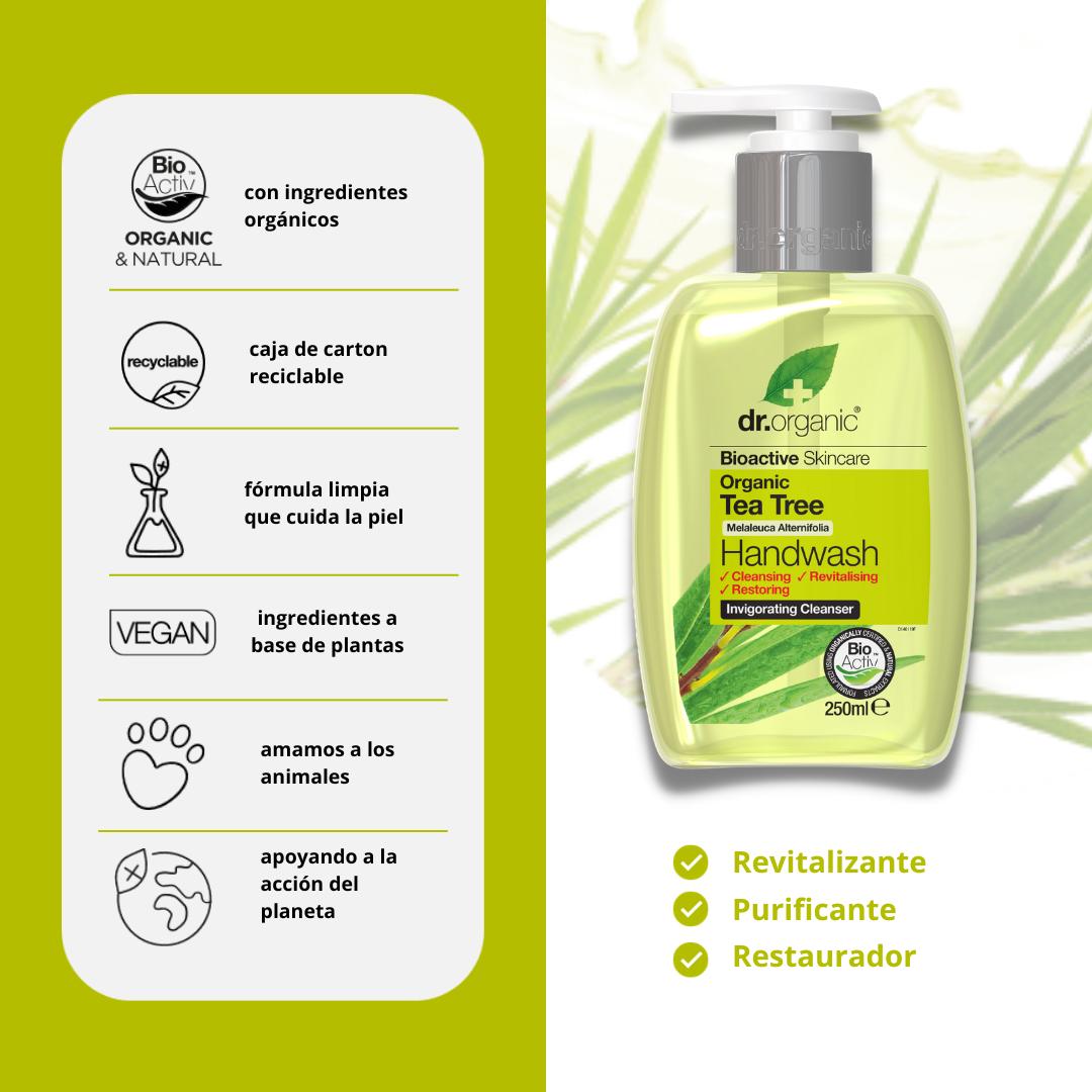 Jabón de manos de árbol de té Dr. Organic 250ml