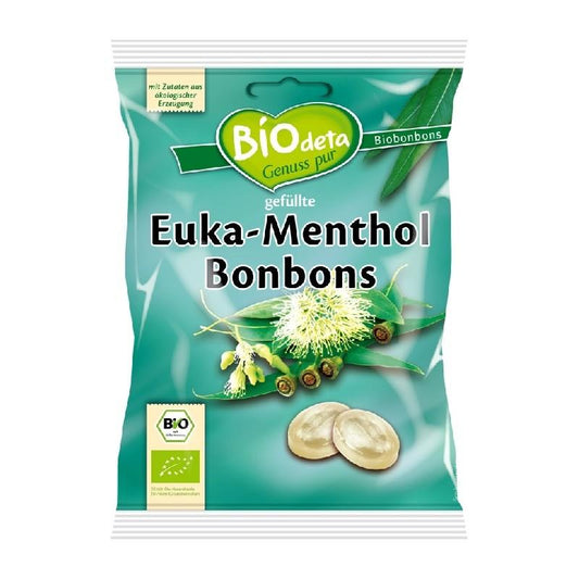 Caramelos rellenos Eucalipto y Mentos Biodeta 75 g