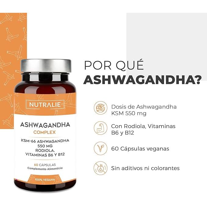 Pack 2x Nutralie Ashwagandha con vitamina B6 y B12, 60 Cápsulas