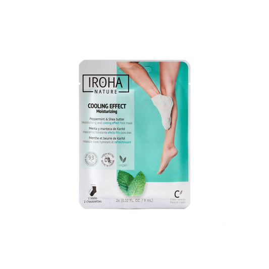 Calcetines Mascarilla Efecto Frío Hidratante  Menta y Manteca de Karité Iroha Nature 2 x 9 ml