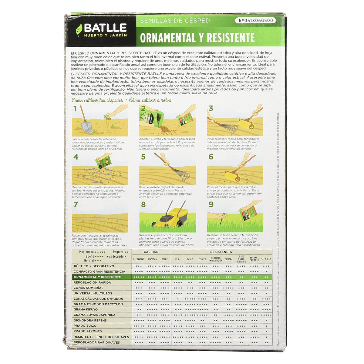 Semillas césped ornamental y resistente Batlle 500 g