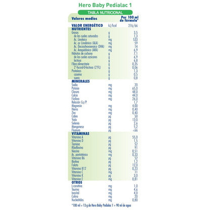 Leche infantil Pedialac premium 1, Hero Baby, 800 g