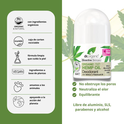 Desodorante aceite de cáñamo Dr. Organic 50 ml