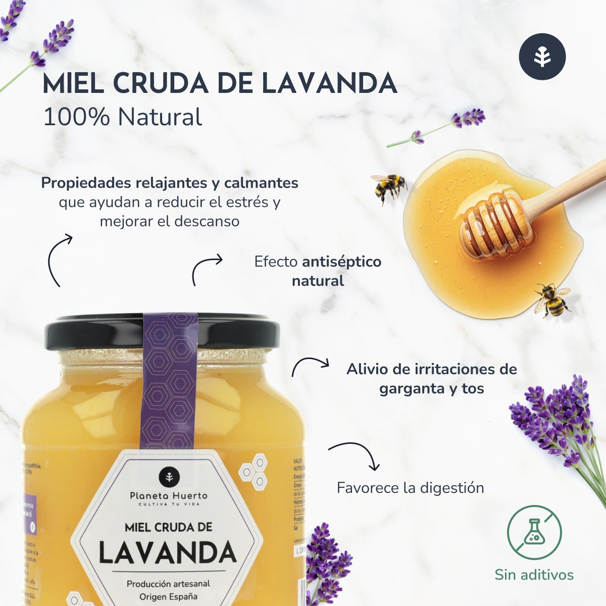 Miel Cruda de Lavanda Planeta Huerto 500 g