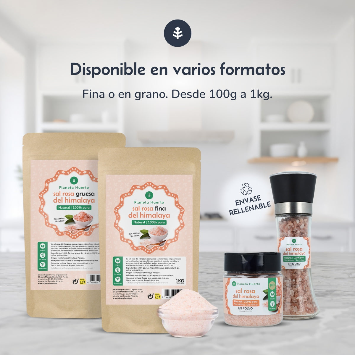 Molinillo sal rosa ECO Planeta Huerto 200g