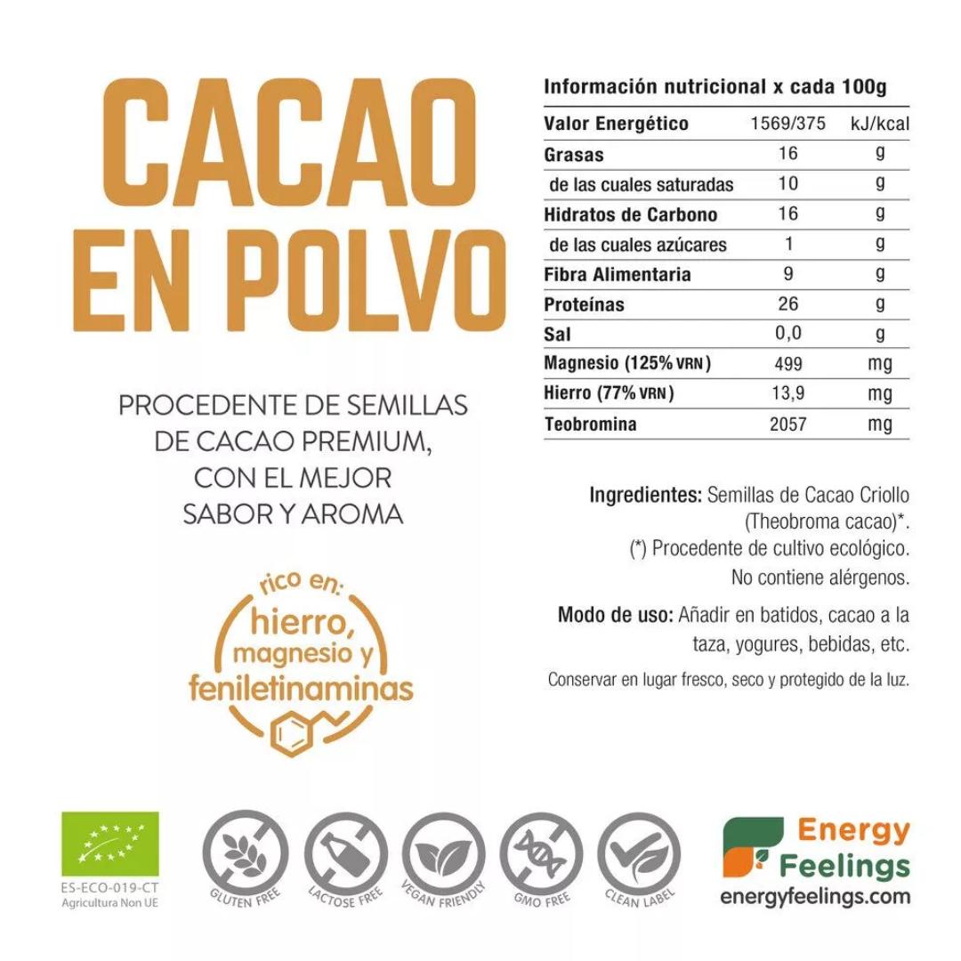 Pack 2x Cacao en polvo sin azúcar ECO Energy Feelings 1 kg