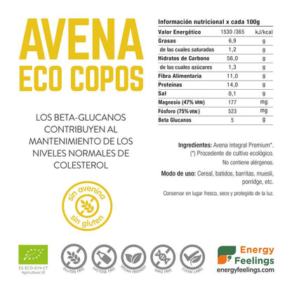 Copos de Avena ECO sin gluten Energy Feelings 1 kg