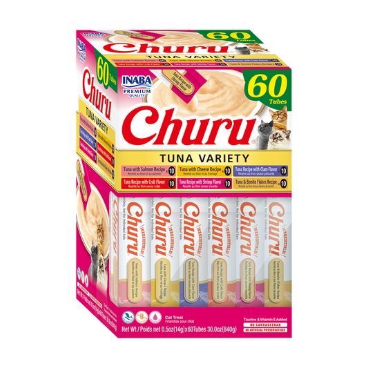 Churu Variedades de atún Snack cremoso para gatos 60x14 g