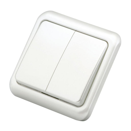 Doble conmutador empotrable Blanco Duolec
