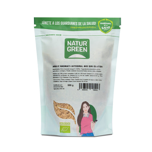 Arroz Basmati Integral Bio, Naturgreen, 500 g