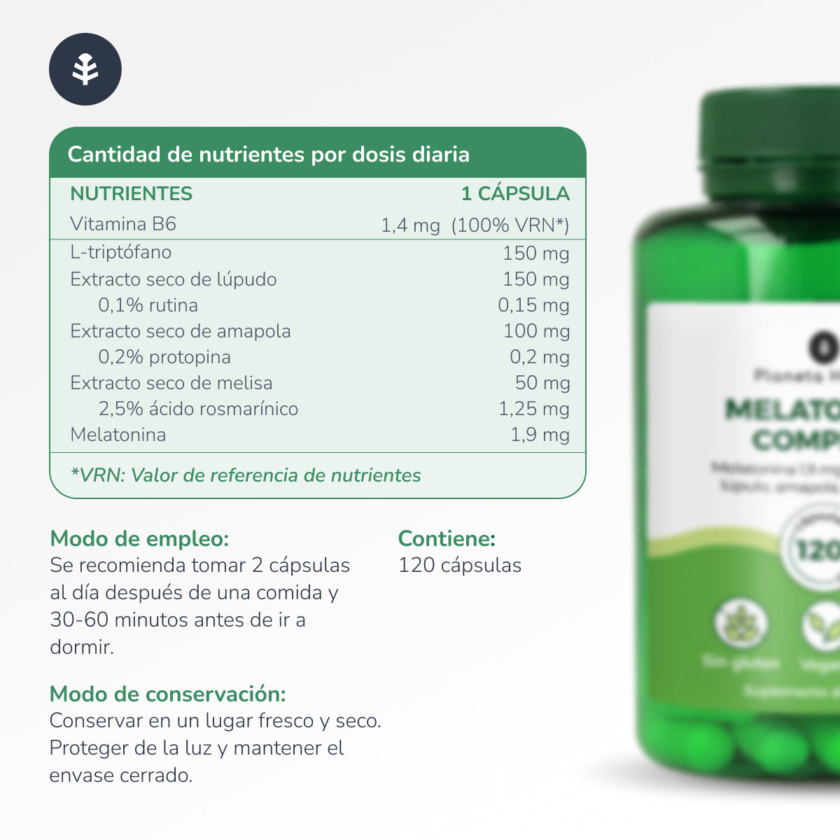 Pack 3xMelatonina complex Planeta Huerto 120 caps