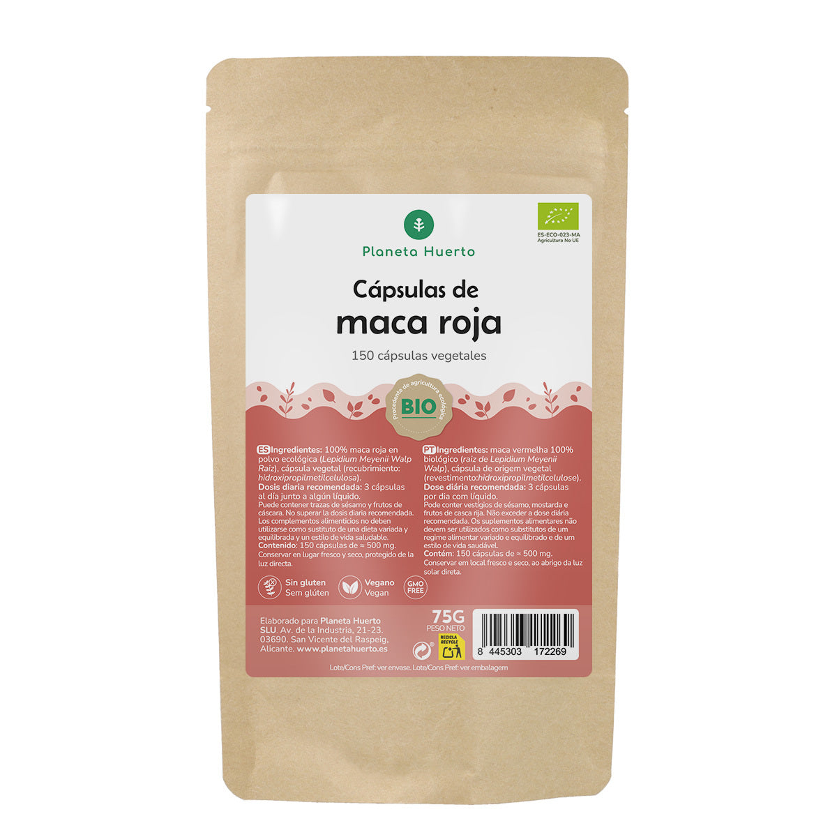 Maca Roja BIO Planeta Huerto 150 cápsulas