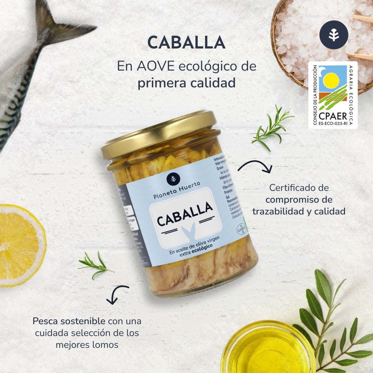 Pack 12x Caballa en aceite de oliva ECO Planeta Huerto 190 g