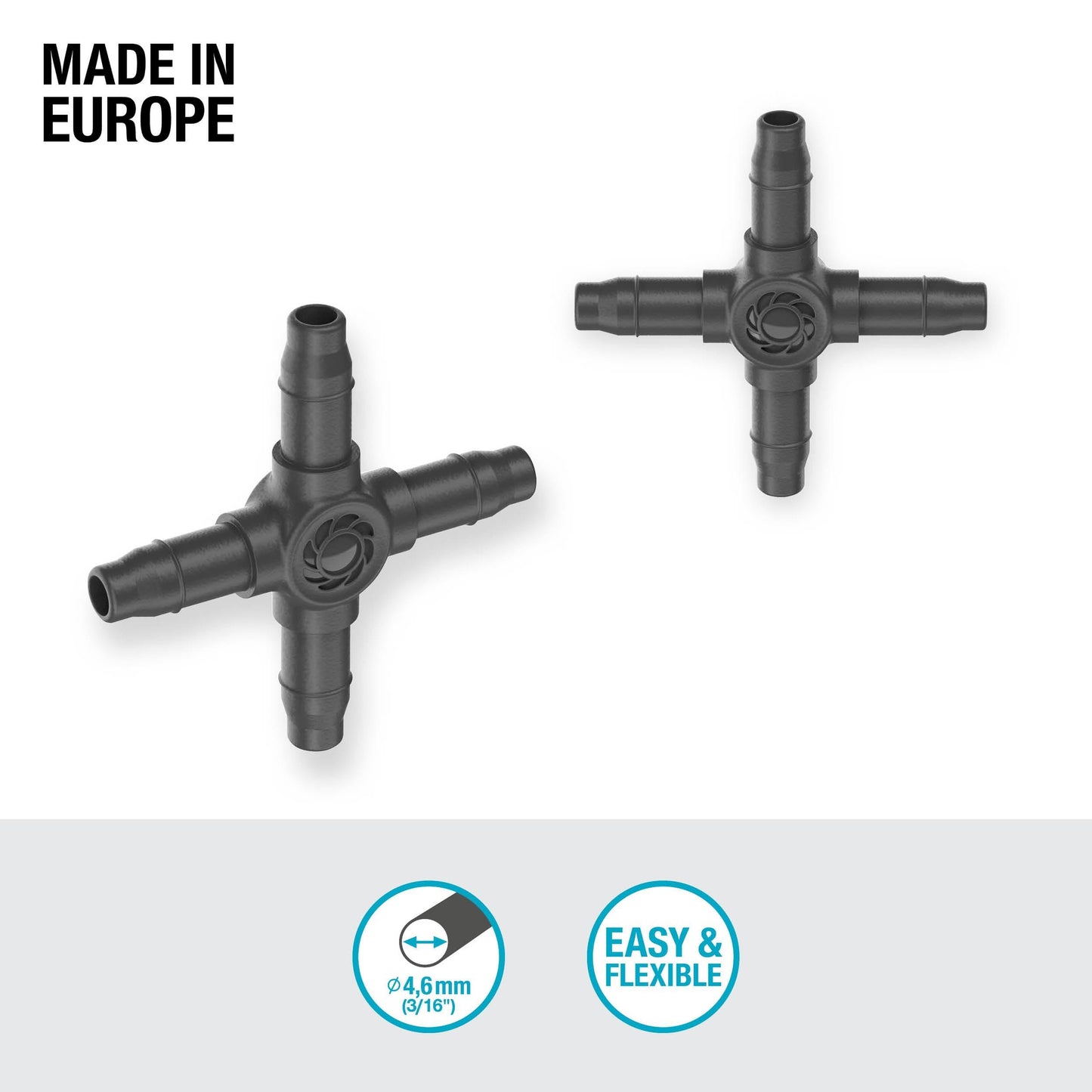 Pieza en cruz 4.6 mm (3/16") Microdripsystem Gardena