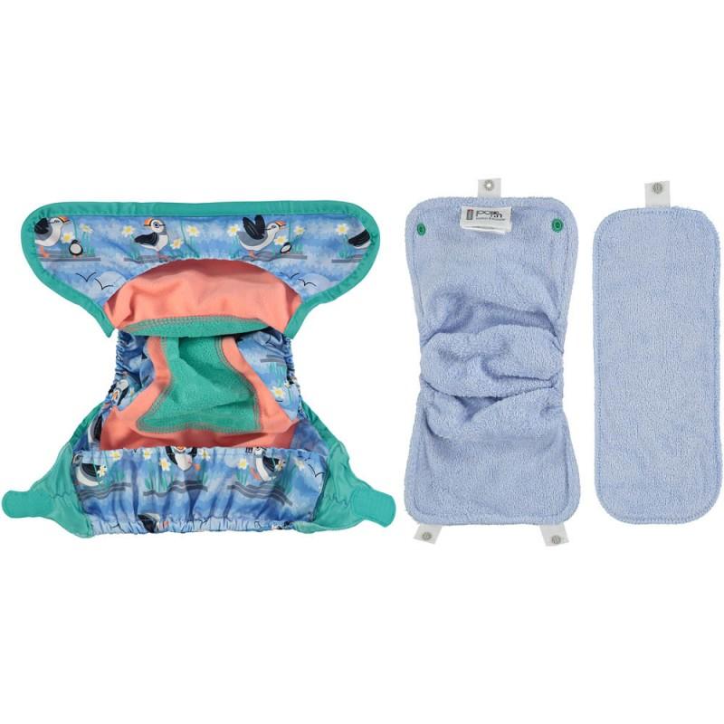 Pañal de Tela de Bambú blue Puffin Close Pop-In Velcro