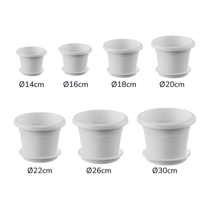 Pack maceta redonda con plato color blanco Terra 26 x 19 cm