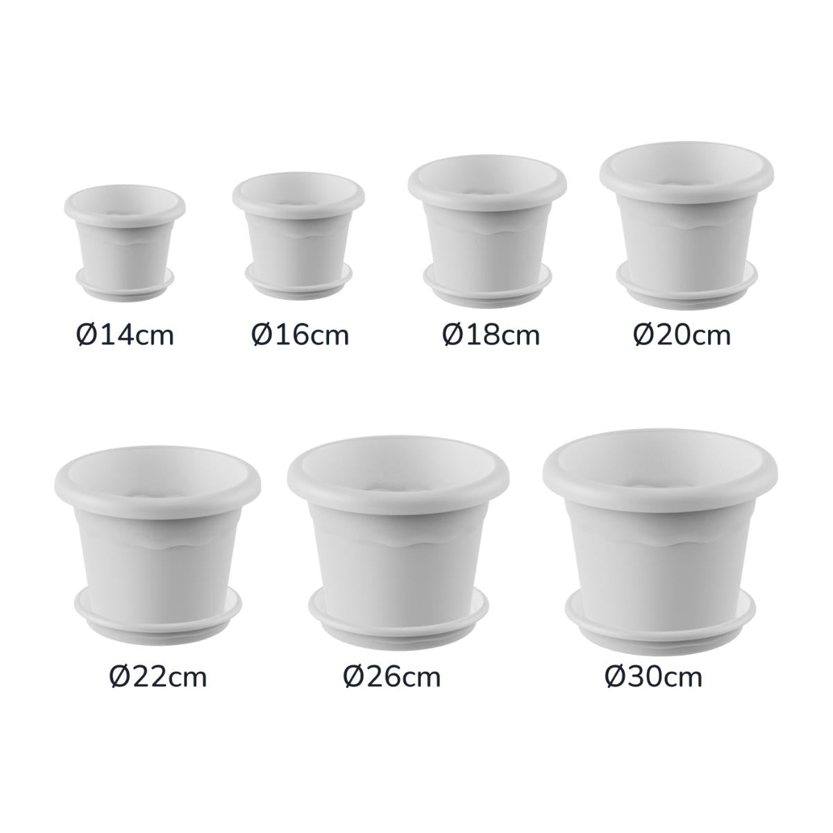 Pack maceta redonda con plato color blanco Terra 22 x 16 cm