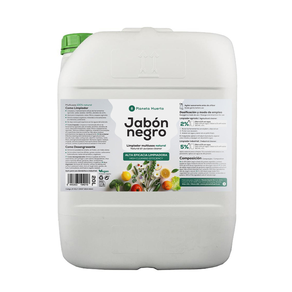Jabón potásico Negro 20 L Planeta Huerto