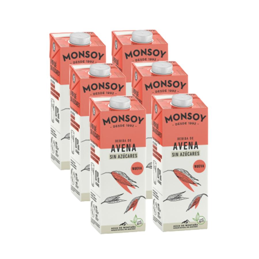 Pack 6 uds Bebida BIO de Avena 0% azúcares Monsoy 1 L