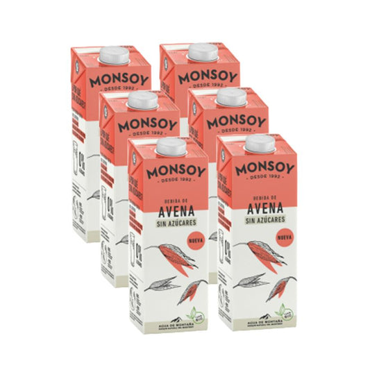 Pack 6 uds Bebida BIO de Avena 0% azúcares Monsoy 1 L