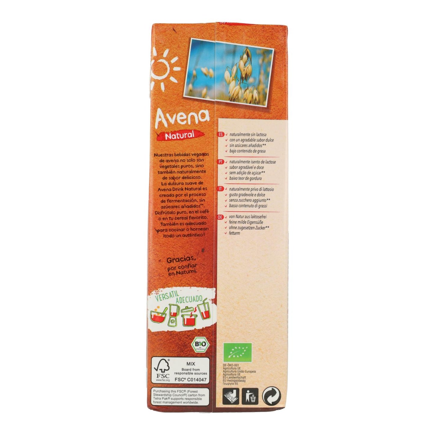 Pack 12 x  Bebida Avena BIO  Natumi 1 L