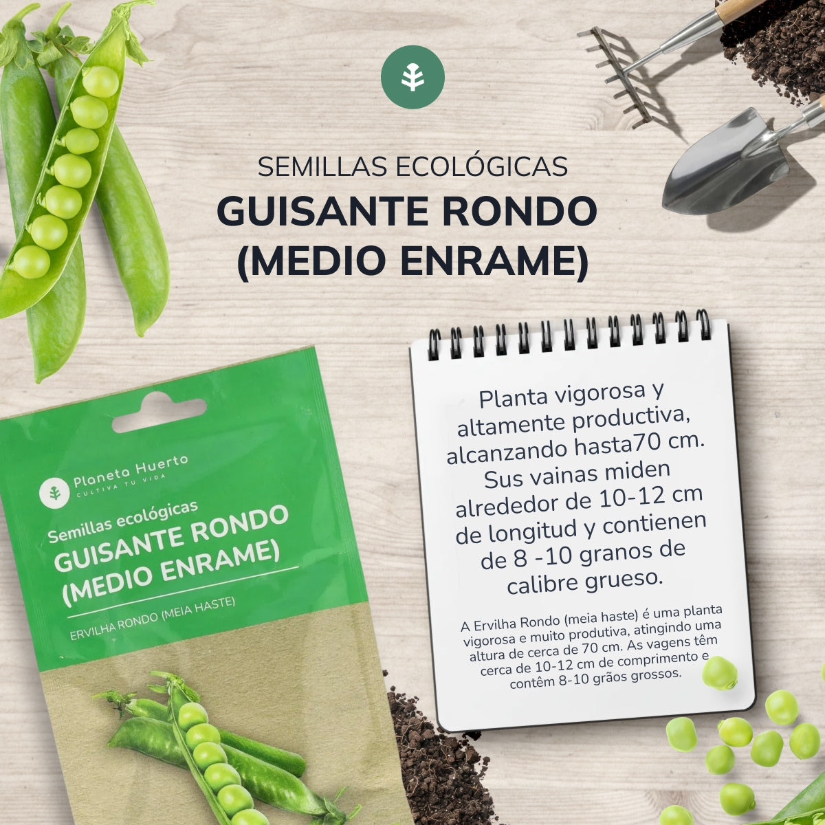 Semillas de Guisante rondo 1/2 enrame ecológicas Planeta Huerto