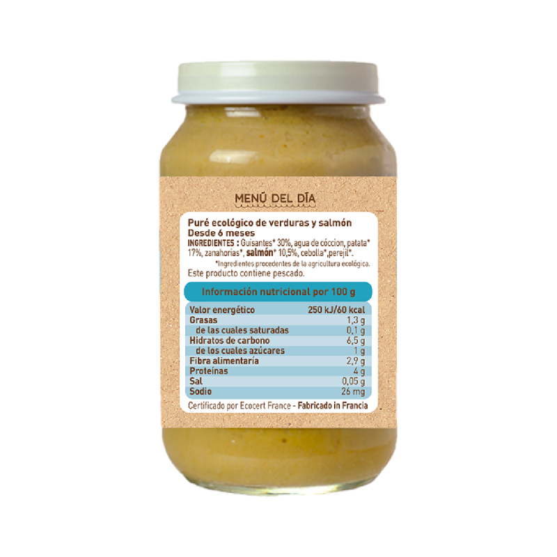 Pack 3 uds Tarrito Verduras y Salmón (a partir de 6 meses) babybio 200g