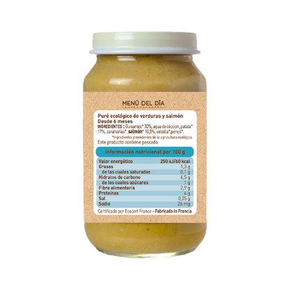 Pack 3 uds Tarrito Verduras y Salmón (a partir de 6 meses) babybio 200g