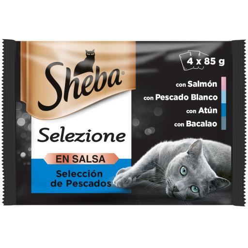 Sheba Selezione Selección de pescados 4x85 g Comida húmeda para gatos en salsa