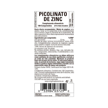 Pack 2x Zinc Picolinato, 100 comprimidos de 22mg