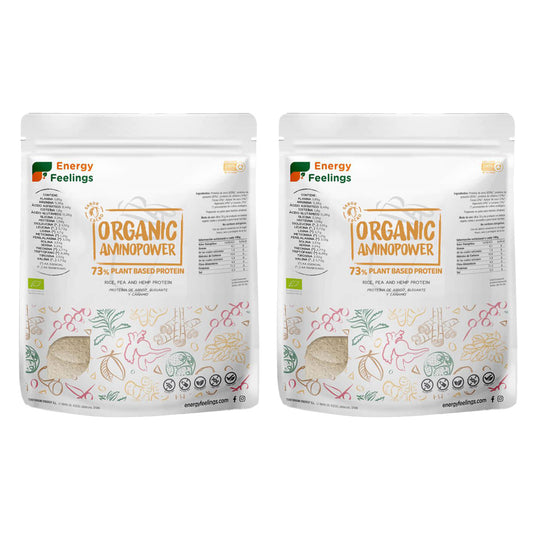 Pack 2x Organic aminopower proteína vegana 73% Cacao Energy Feelings 1 kg