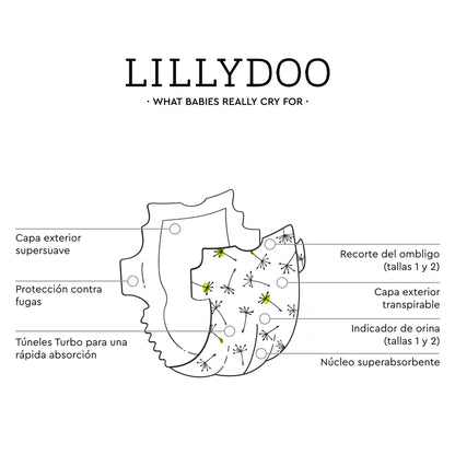Pañales talla 4 (9-14kg) LILLYDOO 29 uds