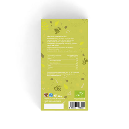 Tableta chocolate con leche de coco vegano 38% ECO Planeta Huerto 70 gr