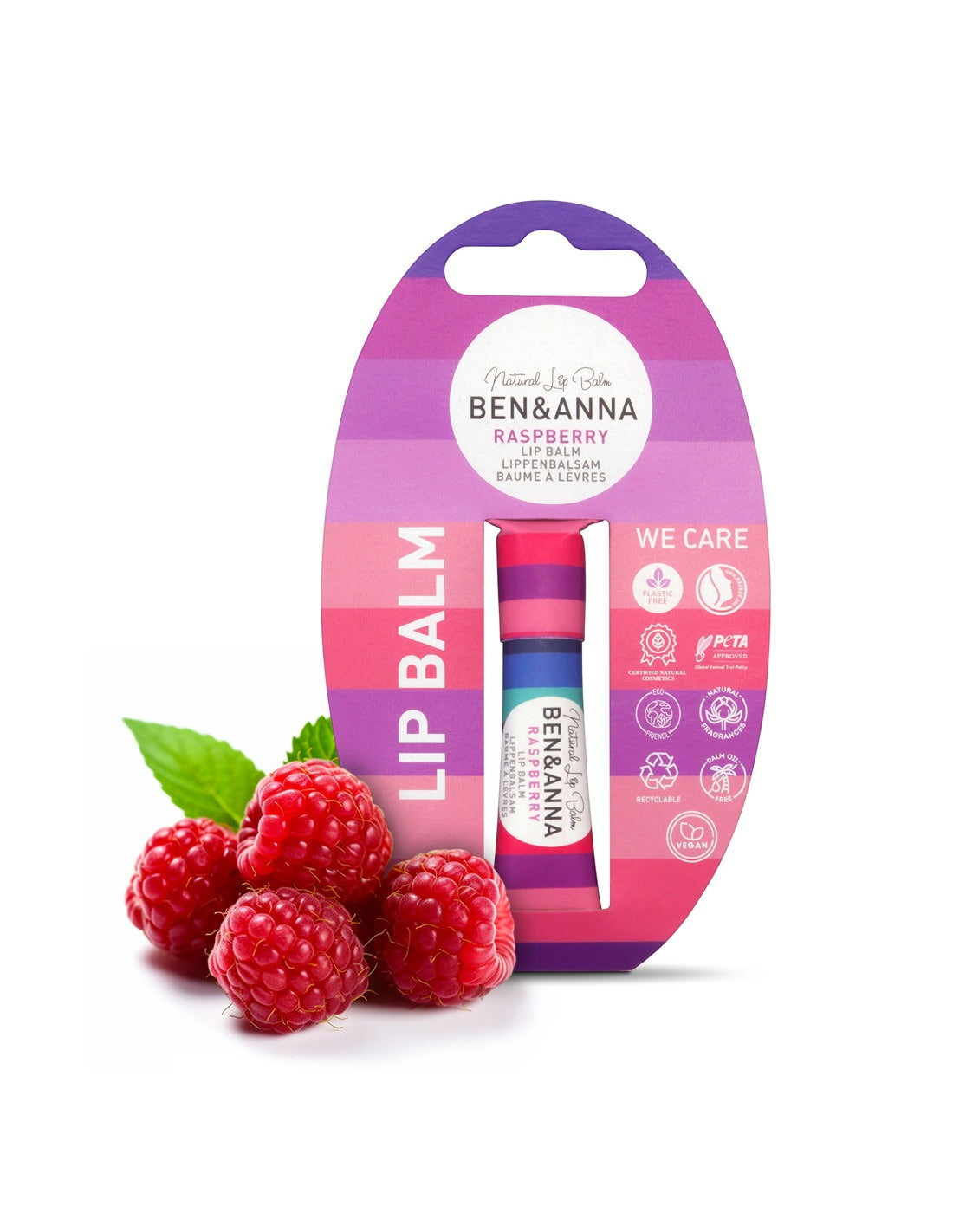 Bálsamo labial ecológico Raspberry (frambuesa) cero residuos Ben&Anna 6g