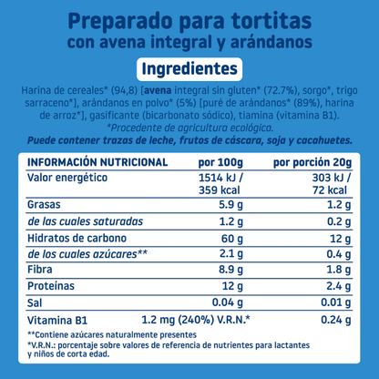 Mix Tortitas Avena integral y arándanos ECO Smileat 125 g