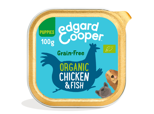 Tarrina de comida para perros con pollo ecológico y pescado sin cereales | Edgard & Cooper 100 g