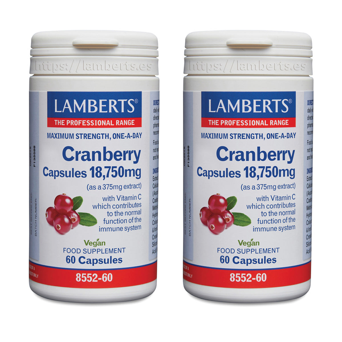 Pack 2x Arándano Rojo 18.750 mg, Lamberts, 60 cápsulas