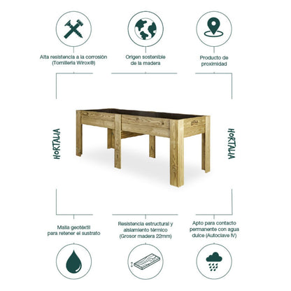 Mesa de cultivo Gardenbrico XXL80 Hortalia 270 L