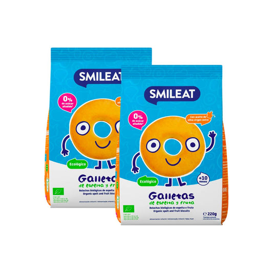 Pack promo 2x Galletas infantiles ECO de espelta con manzana  Smileat, 220g