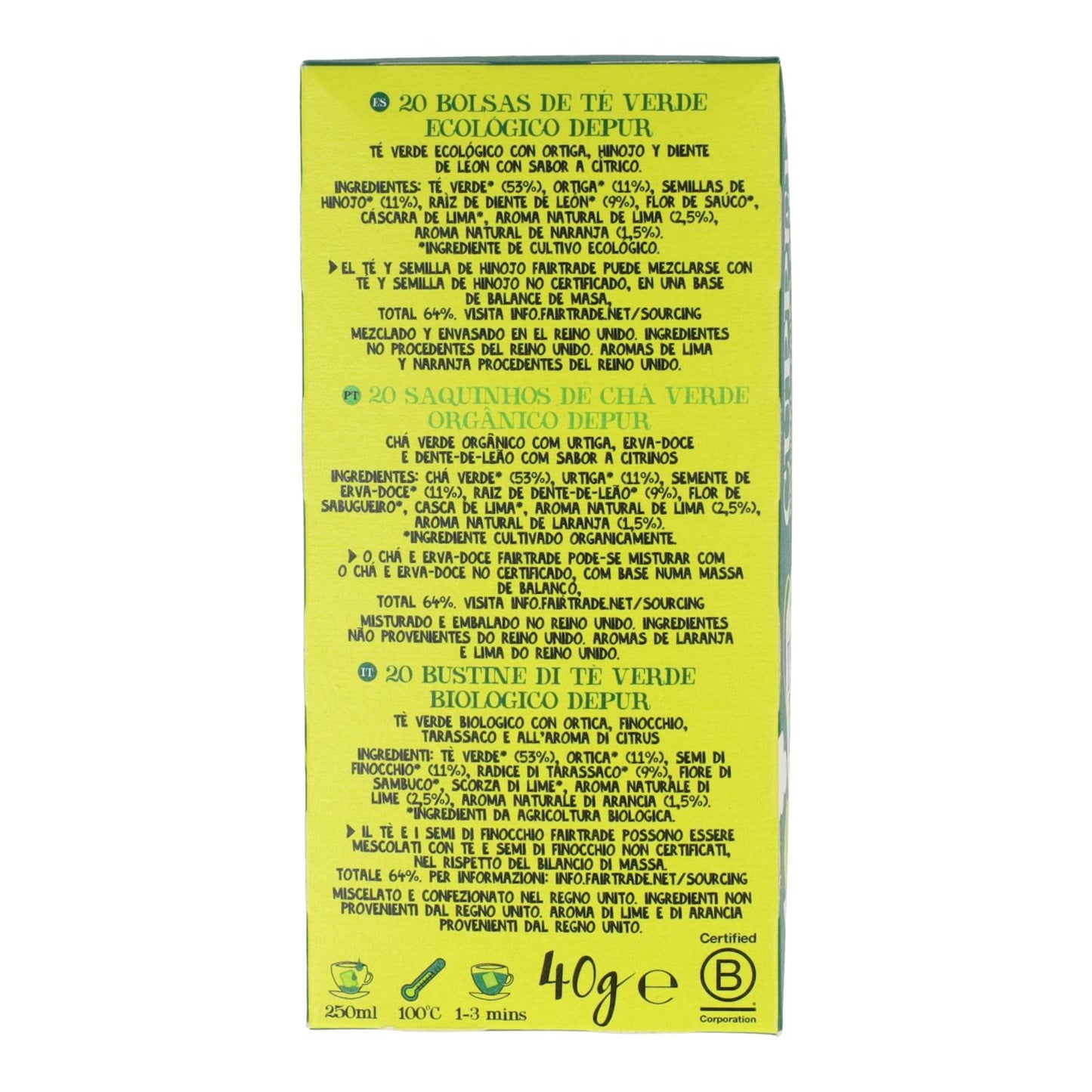 Té Verde Depur Bio Cupper 20 bolsitas