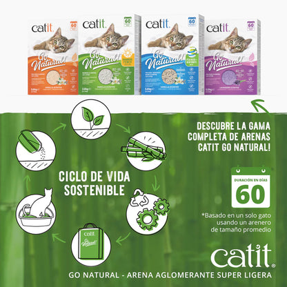 Arena aglomerante ecológica ultraligera de gambú aroma vainilla Go Natural! 3,6 kg Catit