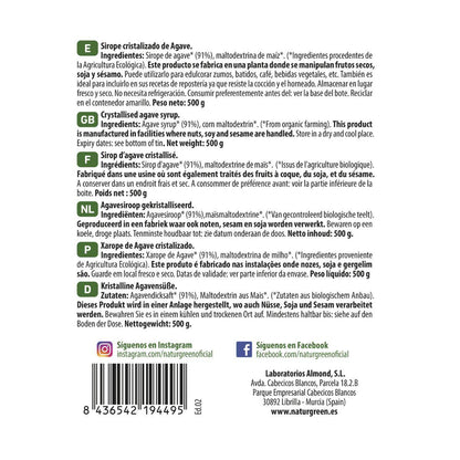 Sirope Cristalizado De Agave Bio 500 G Naturgreen