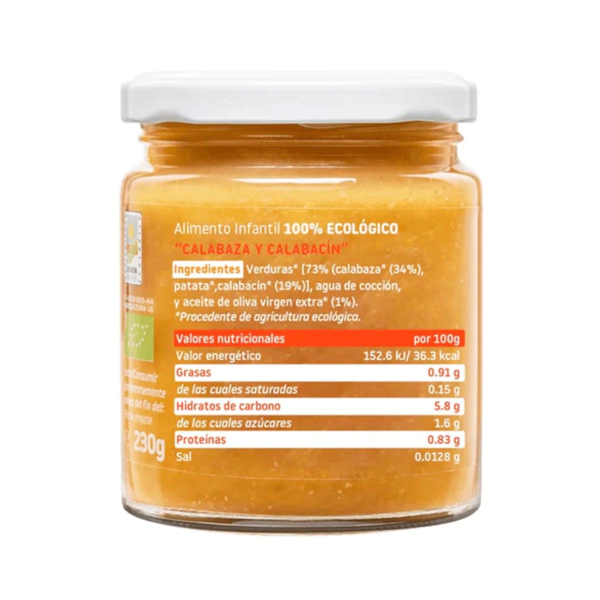 Pack 12x Tarrito BIO calabaza y calabacín +6 meses Smileat 230g