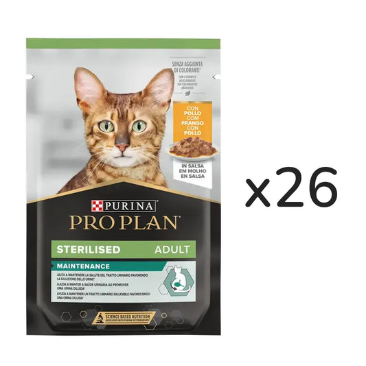 Pack 26 x PRO PLAN Gato esterilizado Pollo en Salsa 85g