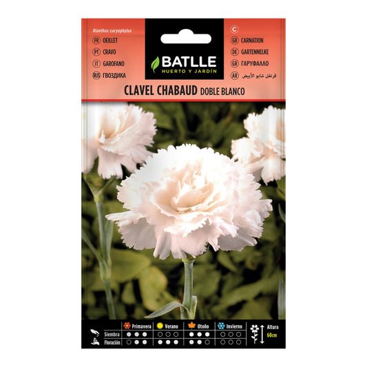 Semillas de Clavel Chabaud doble blanco Batlle