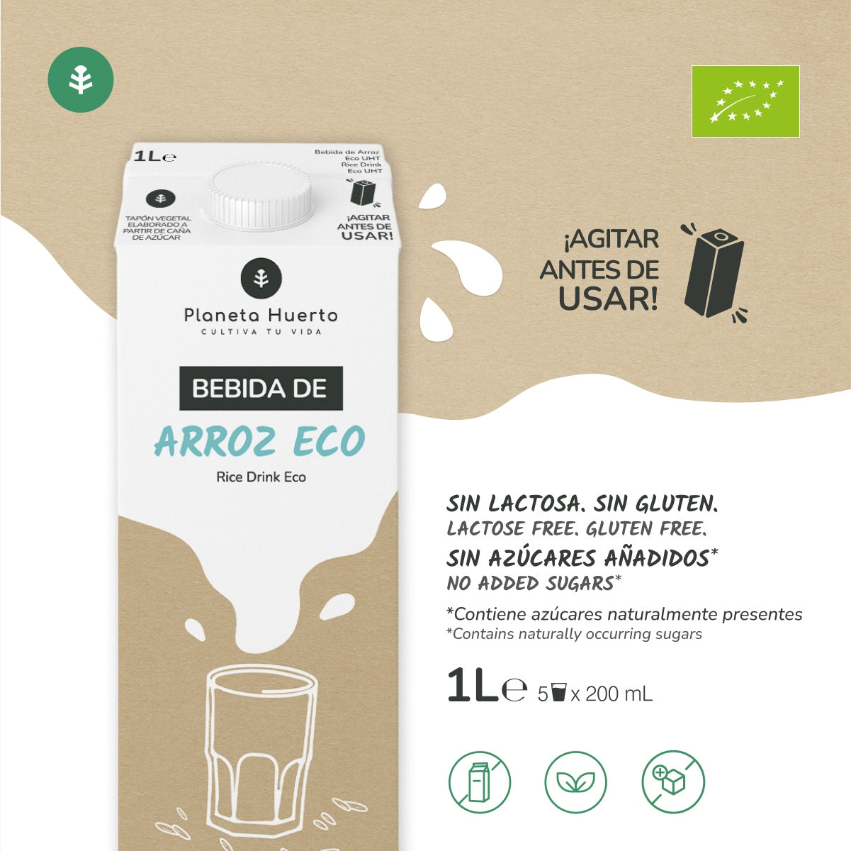 Pack 6x Bebida de Arroz Eco Planeta Huerto 1L
