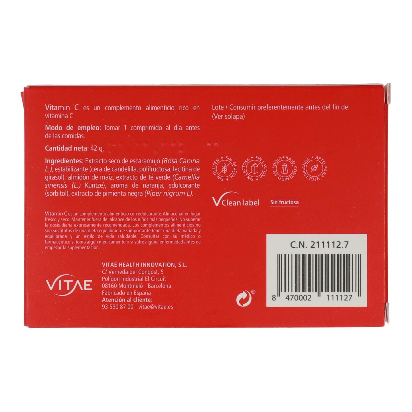 Vitamina C Vitae 30 Comprimidos