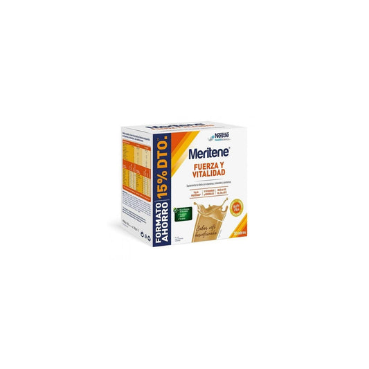 BATIDO FUERZA Y VITALIDAD sabor café descafeinado FORMATO AHORRO  MERITENE . 30sobres x 30gr