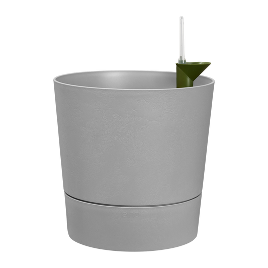 Macetero con autoriego Greensense Aquacare Round Elho 30 cm light concrete