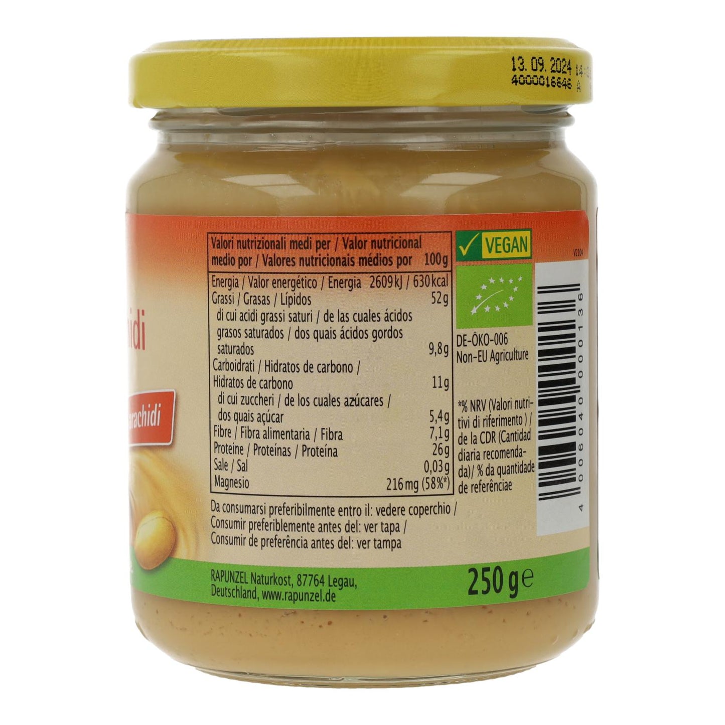 Crema de Cacahuete Rapunzel, 250 g